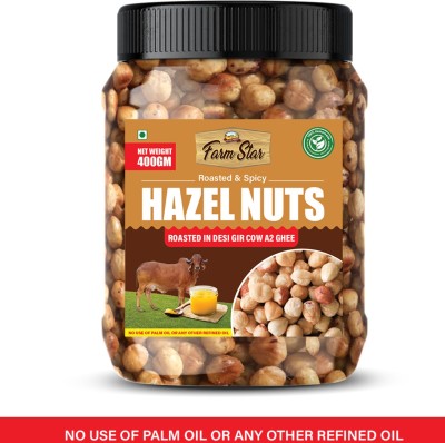 farm star Roasted & Spicy Hazel Nuts- Roasted In Pure Gir Cow A2 ghee - 400 GM Hazelnuts(400 g)