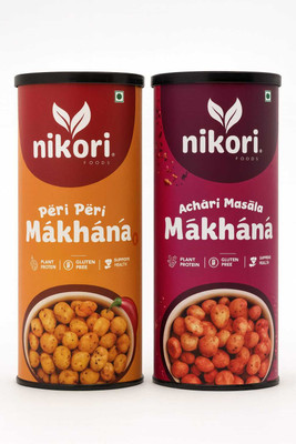 NIKORI.FOODS Spicy & Crunchy Peri Achari Makhana | Healthy Snack | 77g Pack Fox Nut(2 x 77 g)