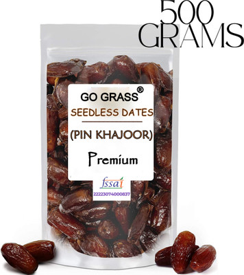 GO GRASS 500 grams | Pin Khajur | Dates | Exceptional Taste and Soft Texture, No Sugar | Dates(1 x 500 g)