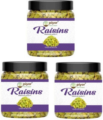 PIYOR Natural Premium Seedless Green Raisins Raw Kishmish 450g Combo of 3 Raisins(3 x 150 g)