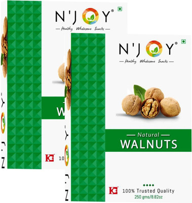 N'Joy Kashmiri Light Amber Halves/Quarters Walnut Kernel Without Shell Walnuts(2 x 250 g)