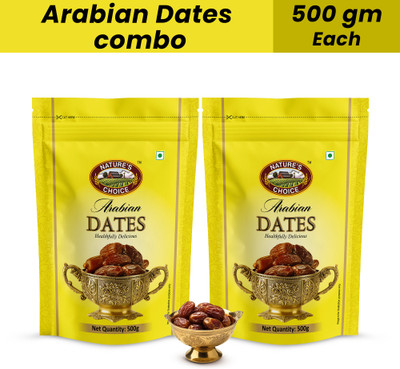 Nature's Choice Arabian Dates | Handpicked Wet Khajur | Soft & Tasty Delight Khajoor Dates(2 x 500 g)