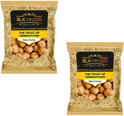 BLK FOODS Select Walnut Inshell | Sabut Akhrot |(400gX2) Walnuts(2 x 400 g)