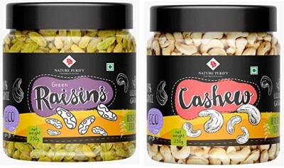 Nature Purify Premium Dry Fruits Green Raisin & Cashew Combo Pack - 250 gram Each Raisins, Cashews(2 x 250 g)