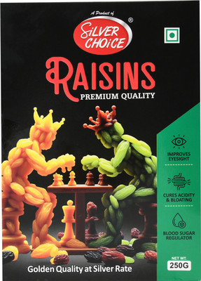 SILVER CHOICE Kishmish Natural Green Raisins Healthy & Nutritious Dry Fruit Raisins(1 x 250 g)