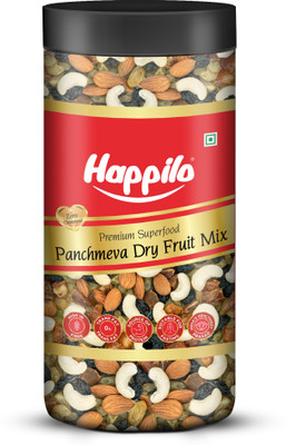 Happilo Classic Panchmewa Dry Fruit Mix Jar, Golden Raisin, Black Raisin, Cashew, Almond Assorted Nuts(1 x 405 g)