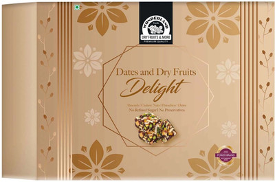 WONDERLAND Foods Premium Dates & Dry Fruits Delight 350g Dry Fruit & Dates Barfi Made with Almonds, Cashews, Pistachios, Dates(1 x 350 g)
