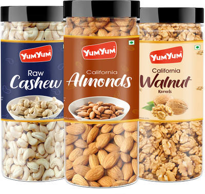 YUM YUM Dry fruits combo pack of Almonds, Cashew & Walnut | akhrot, kaju & badam 450gm - Almonds, Cashews, Walnuts(3 x 150 g)