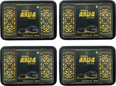 IMRO FOODS Original Ajwa Dates, Grade Premium Dates, Fresh Jumbo Size Dates(4 x 0.25 kg)