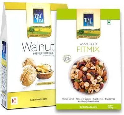 Tim Tim Premium-Broken Walnuts 250g and Healthy, Fit Mix 250g Walnuts(2 x 250 g)