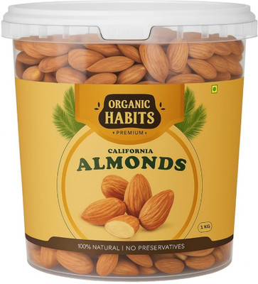 ORGANIC HABITS Natural Whole Almonds 1 Kg | Fresh Crunchy Nuts | No Preservatives Added Almonds(1 x 1 kg)