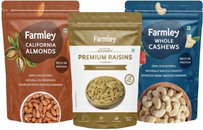 Farmley Dry fruits Combo Pack of Cashews Almonds Raisins | Kaju Badam Kishmish (1500 g) Cashews, Raisins, Almonds(3 x 500 g)