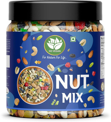 Go Vegan Healthy Nutmix 1kg,Almonds, Cashew, Berries, Raisins, Mix Fruit & More Almonds, Cashews, Raisins, Apricots (1 Kg) For Rs. 499 @ 50 %