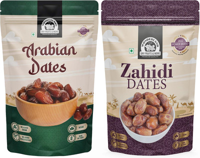 Wonderland Foods Premium Arabian Dates 250g & Zahidi Dates 250g Dates Combo Dates(2 x 250 g)