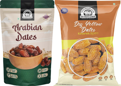 Wonderland Foods Premium Arabian Dates 500g & Dry Yellow Dates 500g Dates Combo Dates(2 x 0.5 kg)
