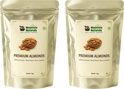 Mountain Naturals Premium California Almond (Pack of 2) | Dry Fruits, Nuts, Almonds Almonds(2 x 1 kg)