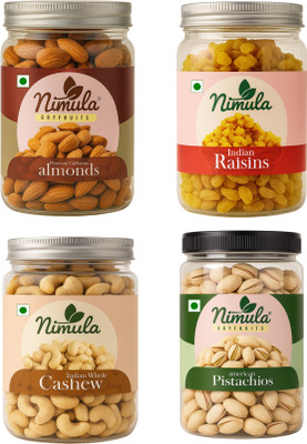 nimula Dry Fruits Combo Pack of Almond Cashew Raisins Pistachios (400g) Almonds, Cashews, Raisins, Pistachios(4 x 100 g)
