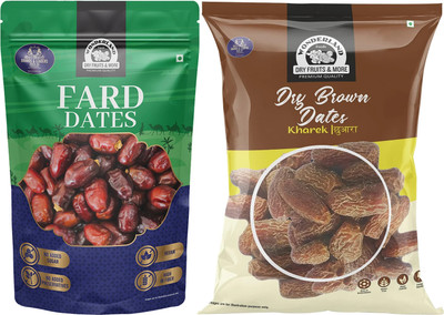 Wonderland Foods Premium Fard Dates 500g & Dry Brown Dates 500g Dates Combo Dates(2 x 0.5 kg)