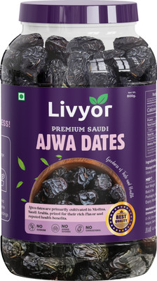 LIVYOR Premium Saudi Ajwa Dates | Khajoor | Khajur Dry Fruits | No Added Sugars Dry Dates(1 x 800 g)