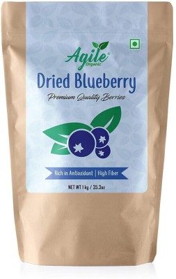 Agile Organic Whole Dried Blueberries 1kg | Immunity Building | Naturally Dehydrated | Antioxidant & Vitamin Rich Blueberry(1 kg)