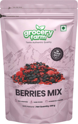Grocery Farm Berries Mix | Delicious Blend of Tasty, Nutritious & Anti-Oxidant Rich Blueberry, Strawberries, Cranberries, Raisins, Goji Berries(1 x 200 g)