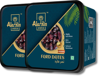 Aladdin Dates Fard Dates 800 Grams (400 Grams * Pack of 2) IML Continer Packed| Khajur| Dates(2 x 400 g)