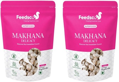 Feedsco Raw & Plain Phool Makhana Healthy Snacks | Lotus Seeds | Vegan, Gluten-Free Fox Nut(2 x 75 g)