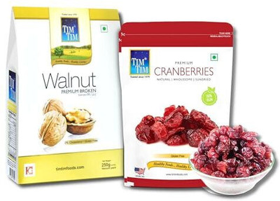 Tim Tim Premium-Broken Walnut Kernels 250g and Cranberries 250g, Combo pack Walnuts(2 x 250 g)