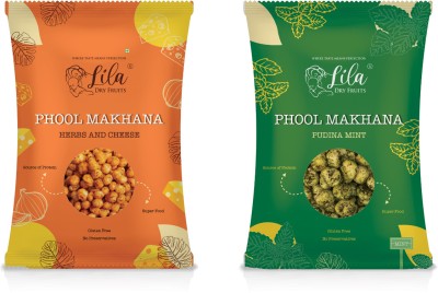 lila dry fruits Mint Pudina Makhana(75 gm) & Cheese & Herbs Makhana(75 gm) | Flavoured Makhana Fox Nut(2 x 75 g)