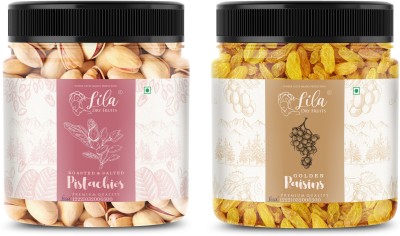 lila dry fruits Pistachios GoldenRaisin Pack of 2 500 G Each Pistachios, Raisins(4 x 0.06 kg)