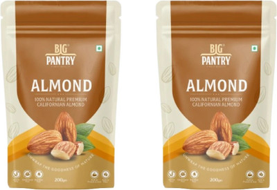 BIG PANTRY Premium Quality California Almonds | Badam Giri | High in Fiber & Boost Immunity Almonds(2 x 200 g)