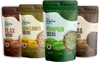 The Flavour Farm Super Value Seed Pack of 4 Chia Seed Brown Flax Seed Pumpkin Seed Sunflower Seed Mixed Seeds(4 x 100 g)