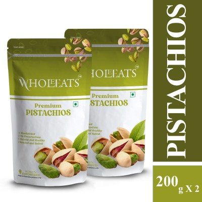 wholeeats Premium Roasted and Salted Pistachios Pack of 2 Pistachios(2 x 200 g)