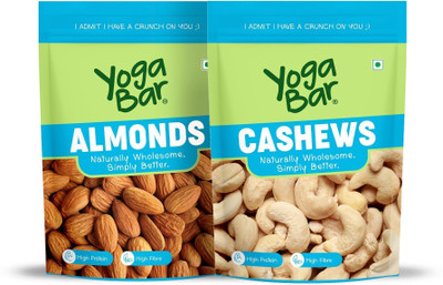 Yogabar Essentials Almonds Cashews 200g each Perfect Protein Snack Cashews, Almonds(2 x 200 g)