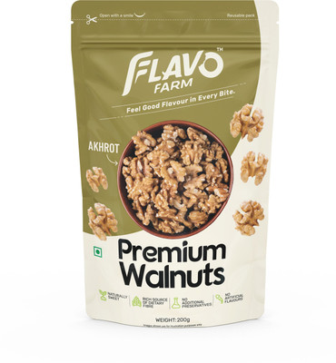 FlavoFarm Premium Walnuts (Akhrot) | Omega-3 Rich, Brain & Heart Healthy Dry Fruit Walnuts(1 x 200 g)