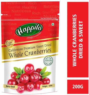 Happilo Premium Californian Dried and Sweet Whole Cranberries Cranberries(1 x 200 g)