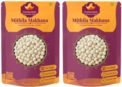 TheKoshi Mithila Makhana – 200g Pack (2 x 100g Packets) | Premium Roasted Foxnuts | Fox Nut(2 x 100 g)
