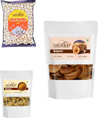 LALLANTOP Makhana gold 100g | Anjeer 500g | Kimish 250g Healthy Dry Fruits Combo Pack Fox Nut, Figs, Raisins(3 x 283.33 g)