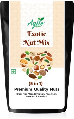 Agile Organic Exotic Nut Mix 200g | Premium Mixed Nuts | Mix nuts 200gm Hazelnuts, Pecans, Brazil Nuts, Pine Nuts, Macadamia Nuts(200 g)