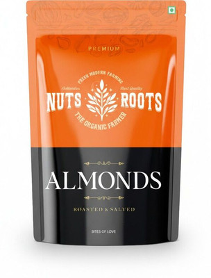 Nuts&Roots Premium Almonds - Roasted-Salted Badam Whole, 350g Real Nuts High in Fiber Badam Almonds(1 x 350 g)