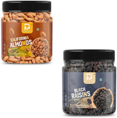 Divine Meals Healthy Dry Fruits Combo Pack – California Almonds & Black Raisins Almonds, Raisins(2 x 250 g)