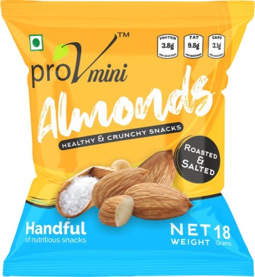 ProV Minis Almond Roasted & Salted18 gm (Pack of 10 = 180gm) Almonds(10 x 18 g)