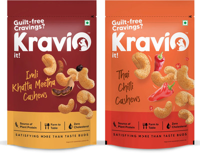 Kravio Combo Pack Imli Khatta Meetha Cashews & Thai Chilli Cashews (200 Gram Each) Cashews(2 x 200 g)