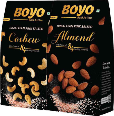 BOYO Premium Nuts Combo – Roasted and Salted Cashew Nuts & Californian Almonds Almonds, Cashews(2 x 200 g)