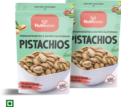 NUTRIWOW Premium Classic Roasted & Salted Pistachios | Pista | 400g Pistachios(2 x 200 g)