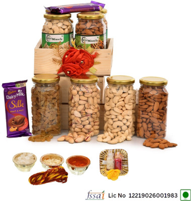 NUTRI MIRACLE Bhaidooj Tilak Kit Special Hamper with Dry Fruits & Chocolates Cashews(6 x 150 g)