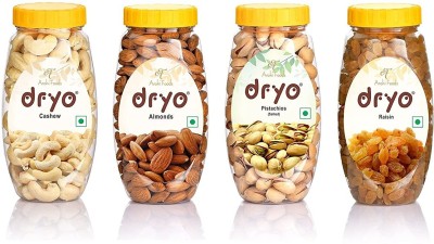 dryo Premium Dry Fruit Combo Pack Of Almonds Cashew Nuts Pistachios and Golden Raisins 920g (Pack of 4) Almonds, Cashews, Pistachios, Raisins(4 x 230 g)