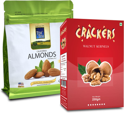 Tim Tim Premium California Almonds 250g and Kashmiri Walnuts kernels 250g, walnuts and Almonds(2 x 250 g)