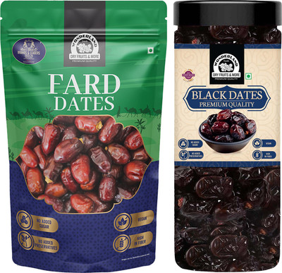 Wonderland Foods Premium Black Dates 400g & Fard Dates 500g Dates Combo Dates(2 x 450 g)