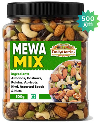 DAILYHERBS Mix Dry Fruit | Mewa Mix | 500gm |( AA+ Almonds, Cashews, Raisins, Apricots, Dates, Kiwi, Gooseberry(1 x 500 g)